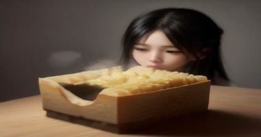 家庭主妇在厨房录制美食制作短视频，桌上摆放新鲜食材，暖色调家庭氛围